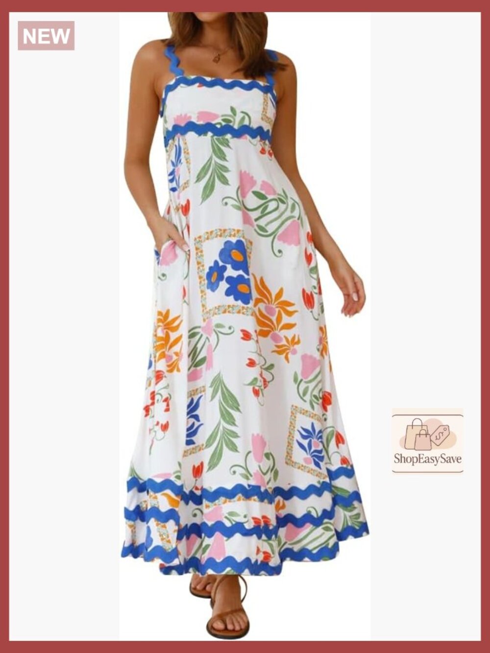 Floral Maxi Dress Elegant Spaghetti Strap Smocked Back Boho Summer Sundress